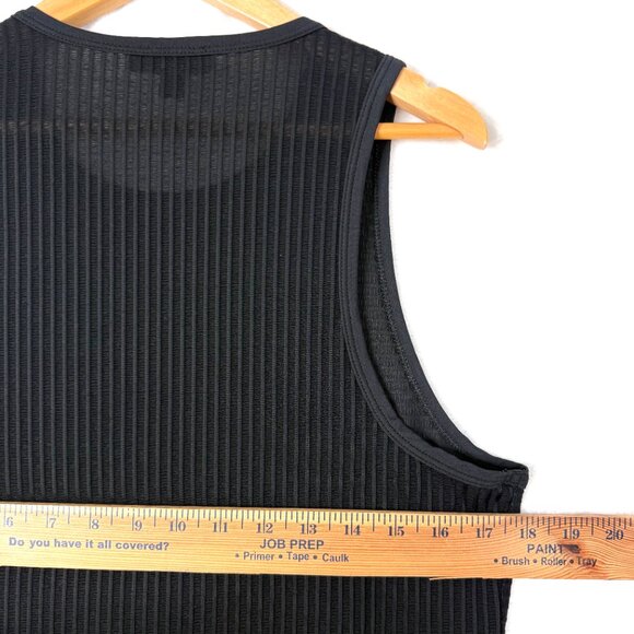 ALALA Activewear Sheer Striped Stretch Comfy Sleeveless Tank Top Womens M Black - Picture 4 of 7